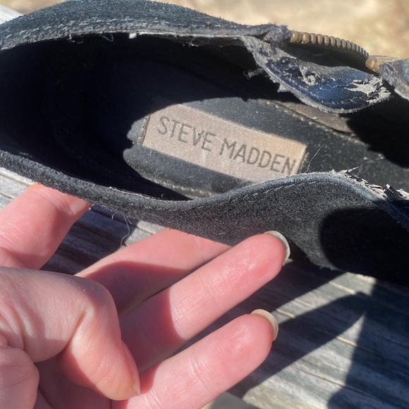 Black Steve Madden Peep Toe Wedges Size 7 - Picture 5 of 5